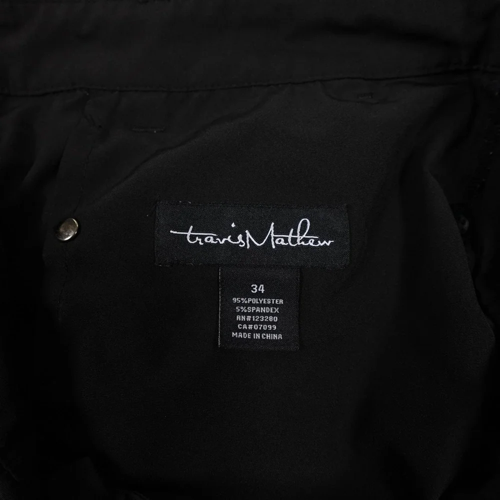 TravisMathew Dress‎ Pants Men's 34 Black Polyester Spandex Golf Casual Stretch